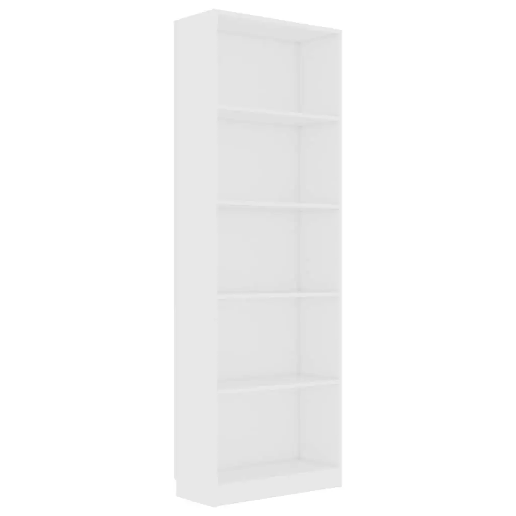 5-Tier Book Cabinet White 60x24x175 cm Engineered Wood 800882