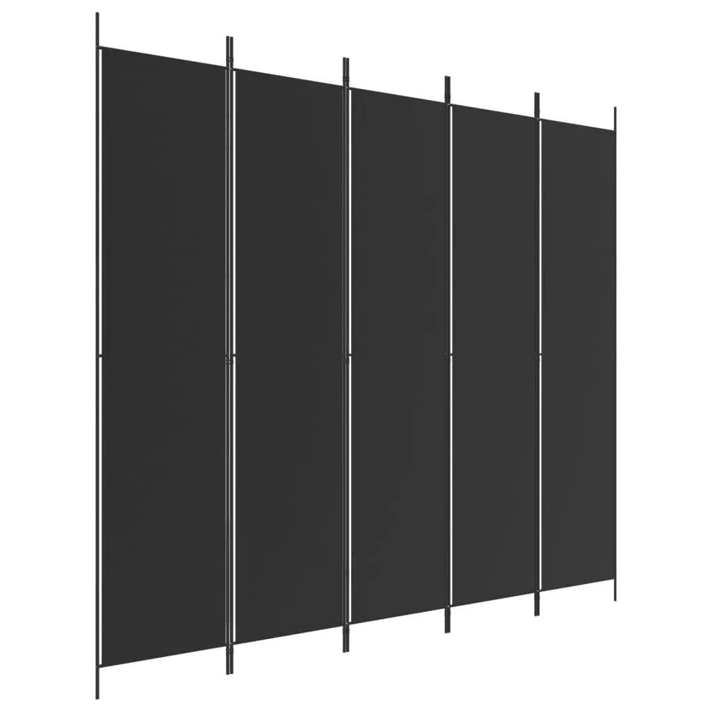 5-Panel Room Divider Black 250x220 cm Fabric 350205