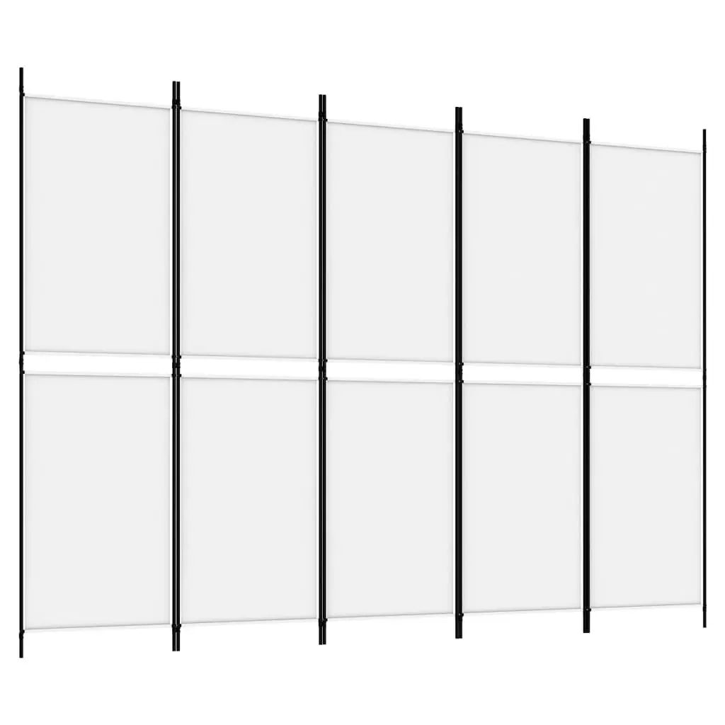 5-Panel Room Divider White 250x180 cm Fabric 350218