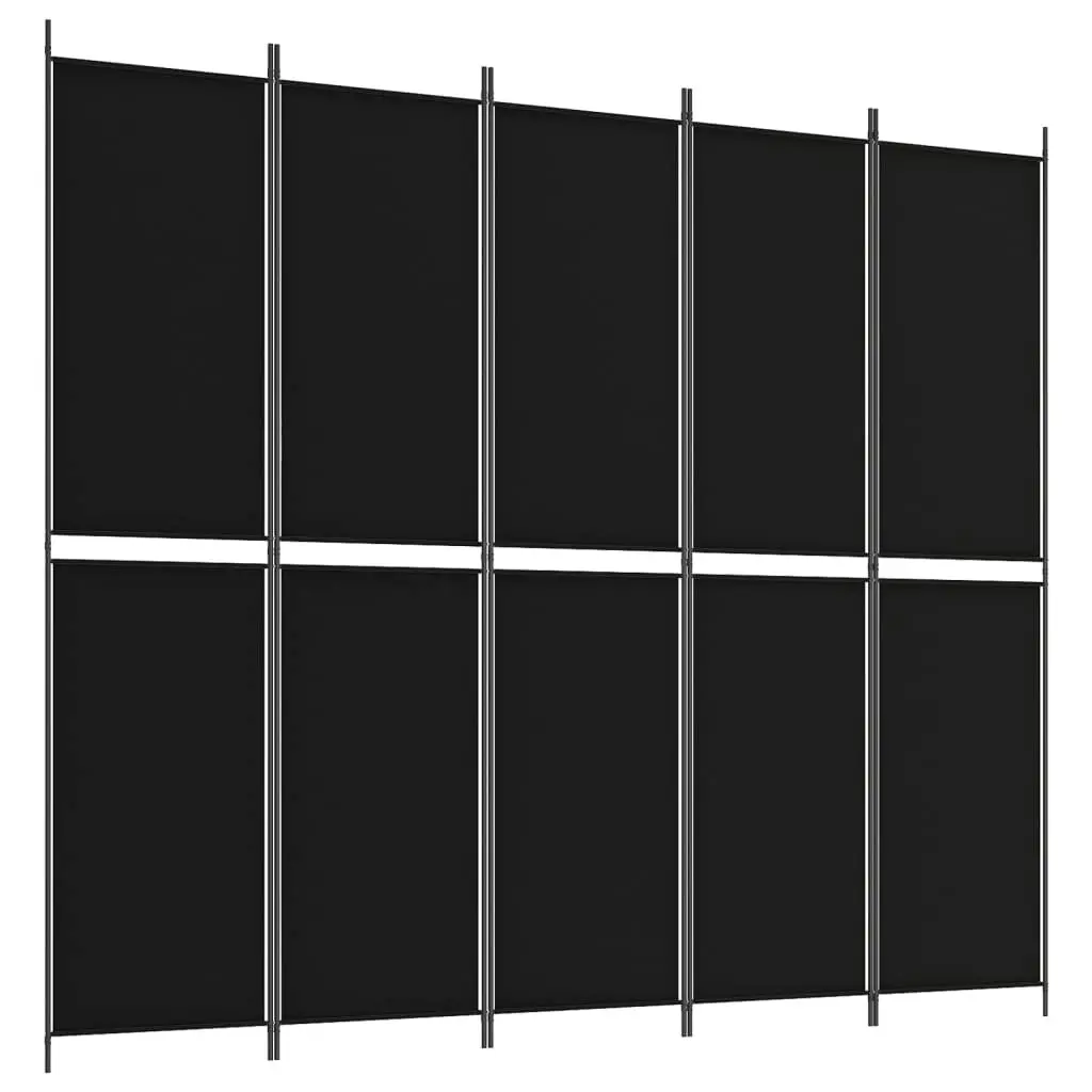 5-Panel Room Divider Black 250x220 cm Fabric 350253