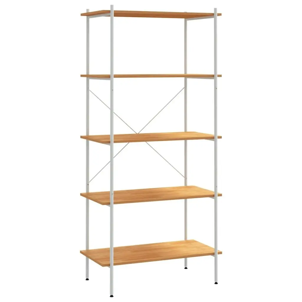 5-Tier Shelving Unit White and Oak 80x40x163 cm 336350