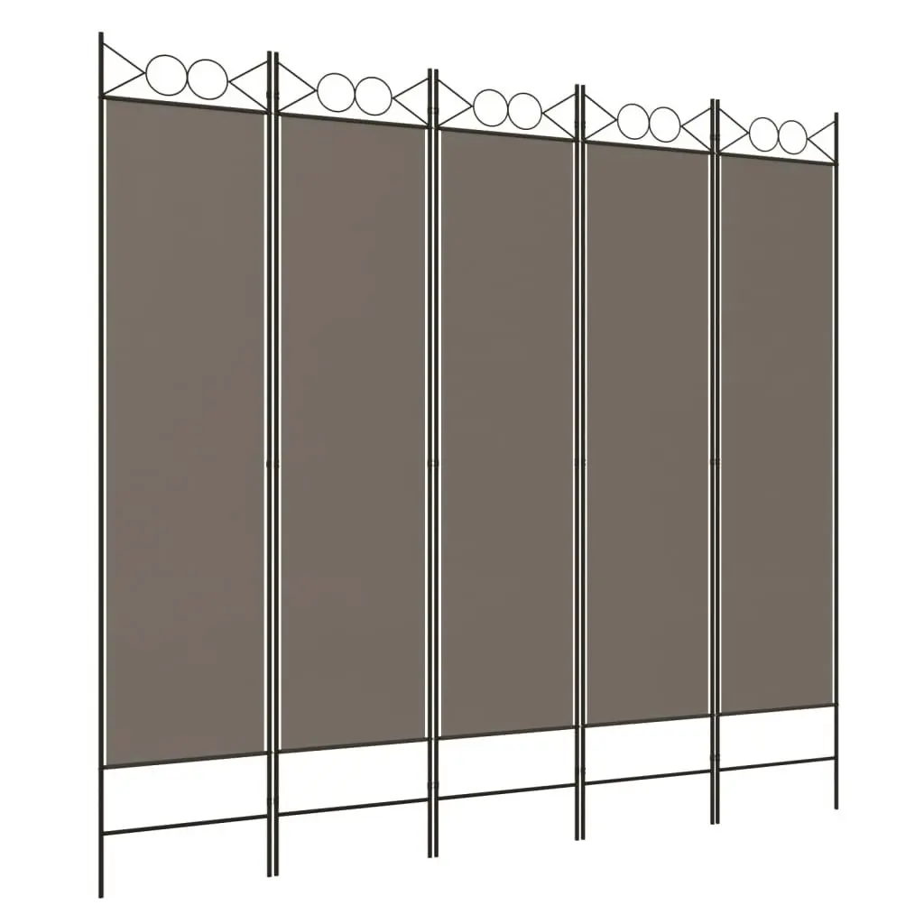 5-Panel Room Divider Anthracite 200x220 cm Fabric 350172