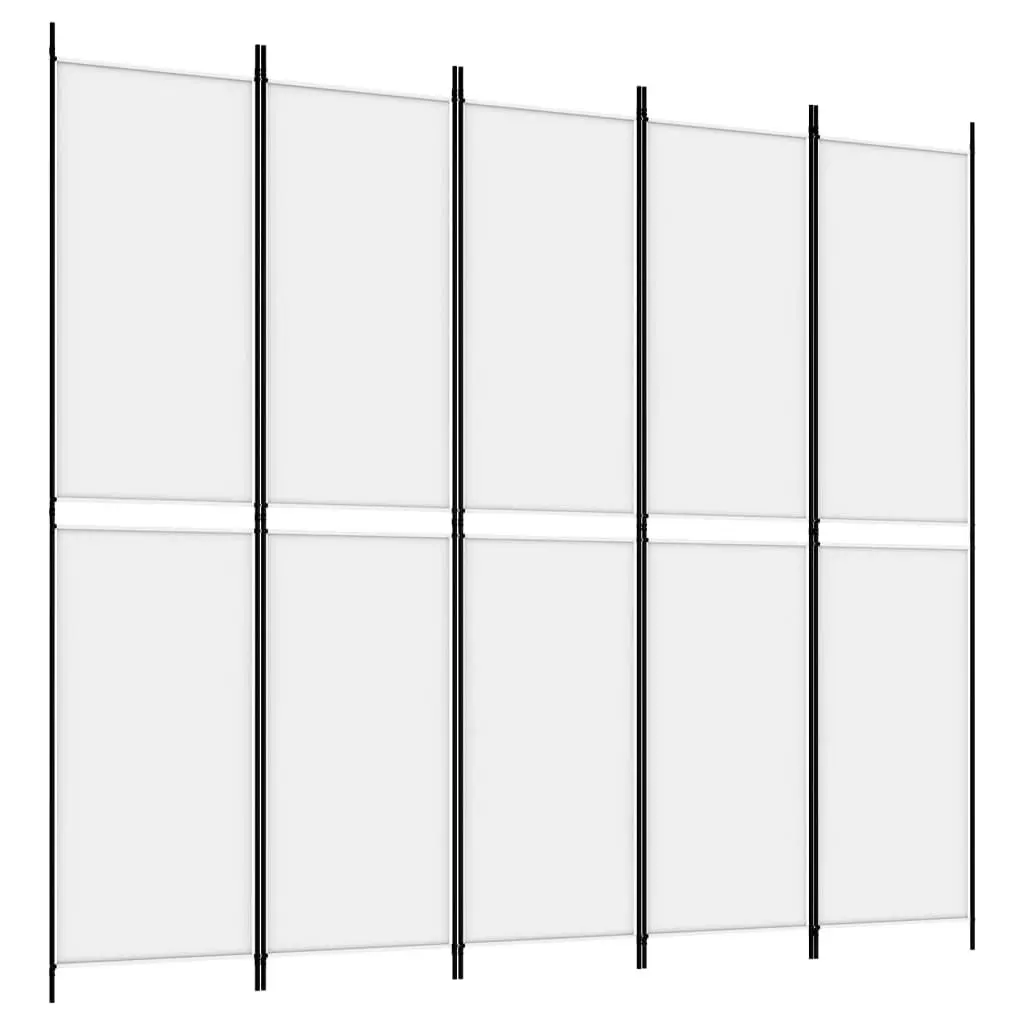 5-Panel Room Divider White 250x220 cm Fabric 350250