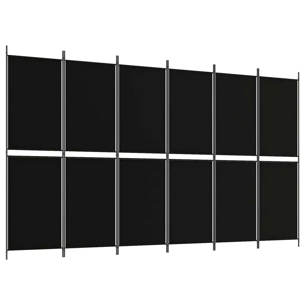 6-Panel Room Divider Black 300x180 cm Fabric 350225