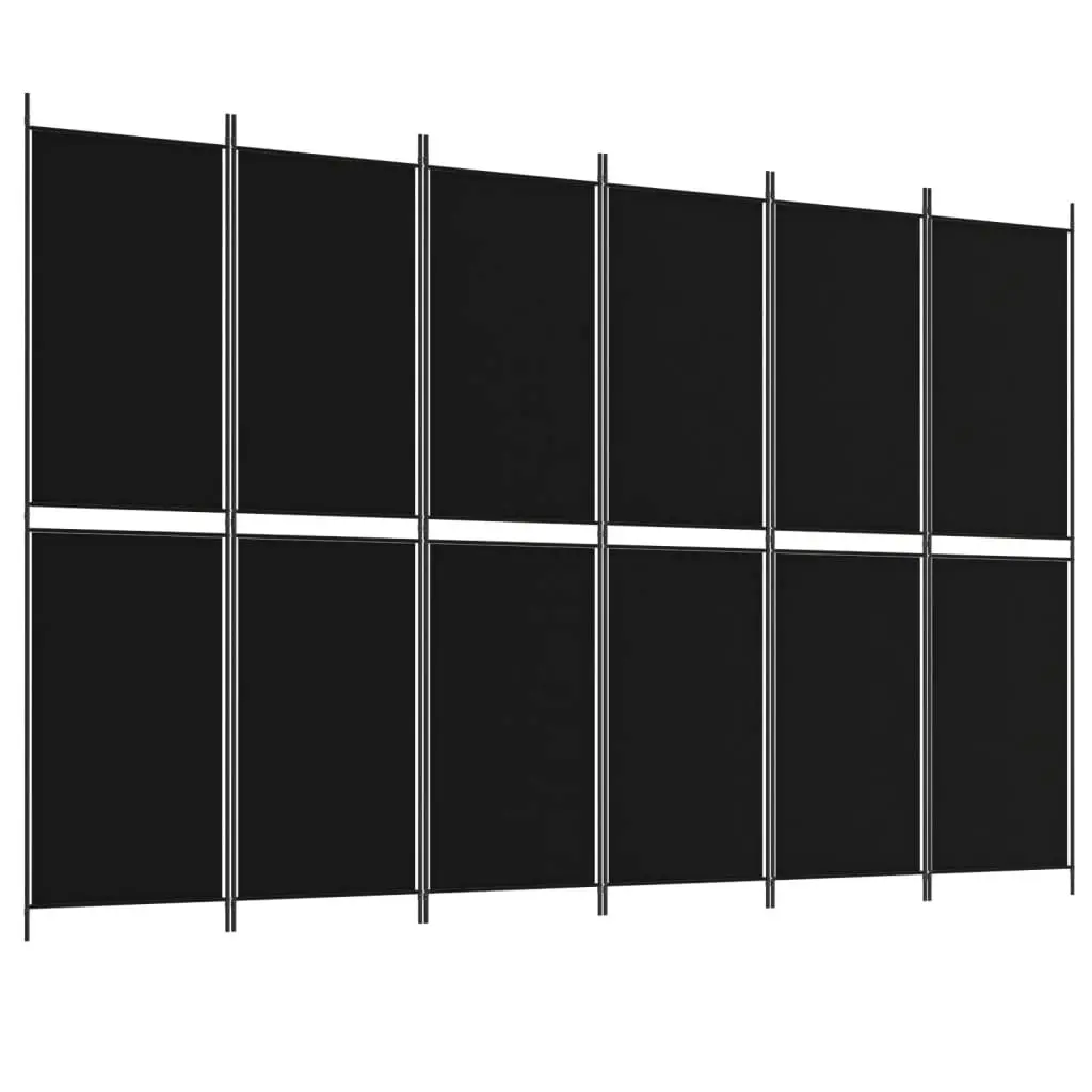 6-Panel Room Divider Black 300x200 cm Fabric 350241