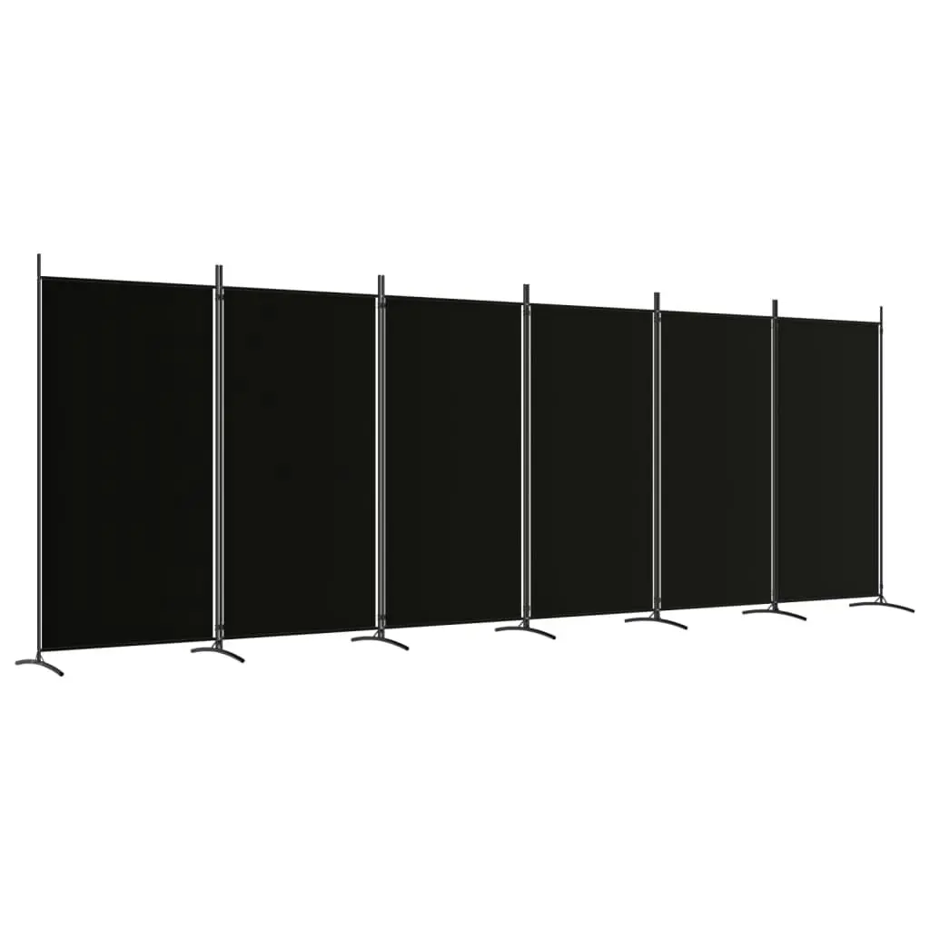 6-Panel Room Divider Black 520x180 cm Fabric 350273