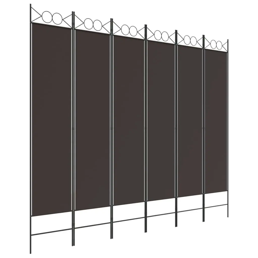 6-Panel Room Divider Brown 240x200 cm Fabric 350159