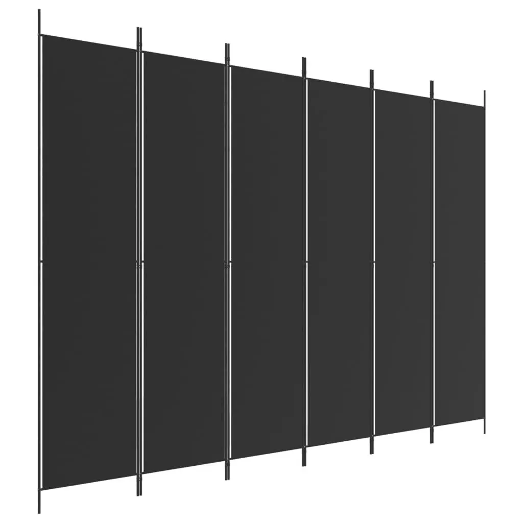 6-Panel Room Divider Black 300x220 cm Fabric 350209