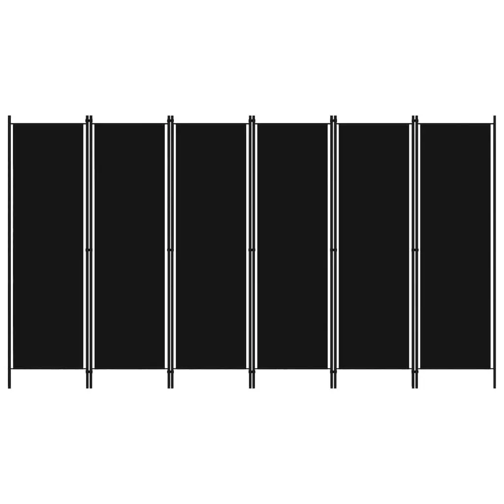 6-Panel Room Divider Black 300x180 cm 320730