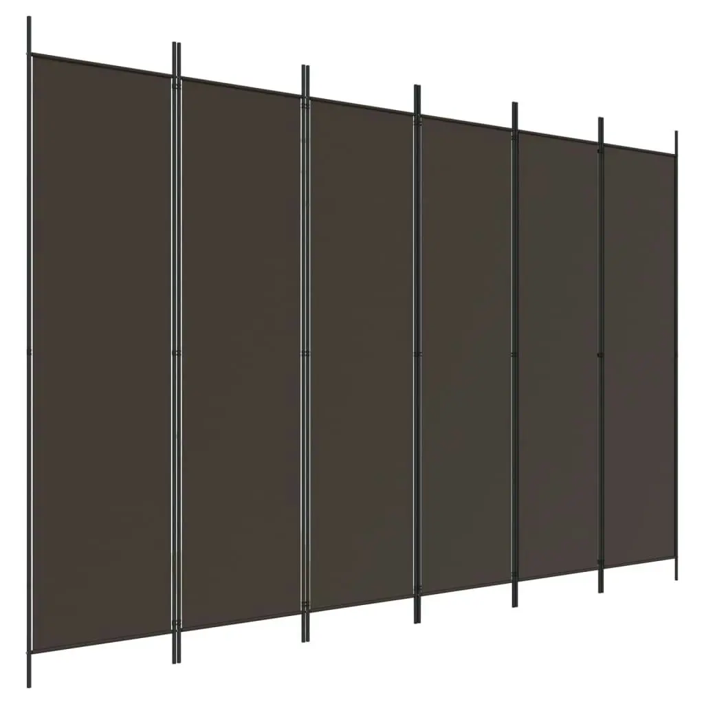 6-Panel Room Divider Brown 300x200 cm Fabric 350191