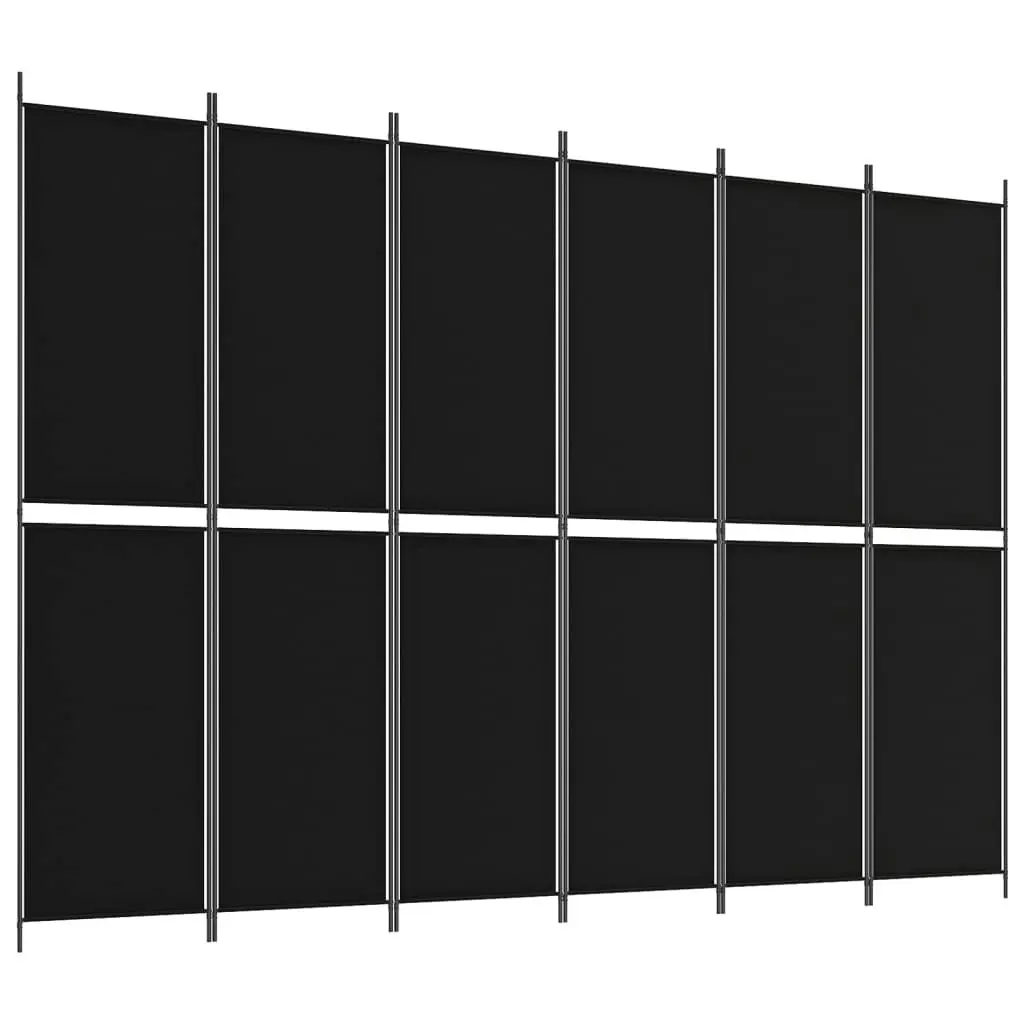 6-Panel Room Divider Black 300x220 cm Fabric 350257