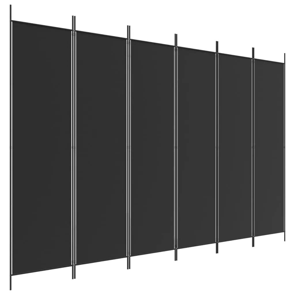 6-Panel Room Divider Black 300x200 cm Fabric 350193