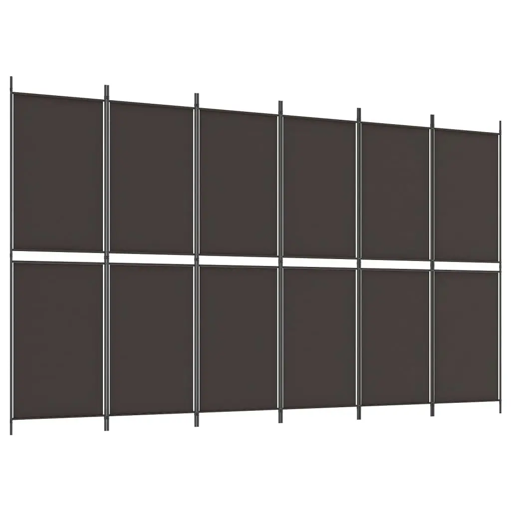 6-Panel Room Divider Brown 300x180 cm Fabric 350223