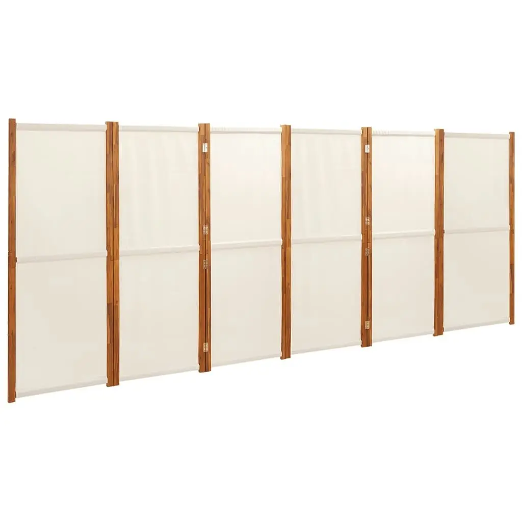 6-Panel Room Divider Cream White 420x180 cm 319186