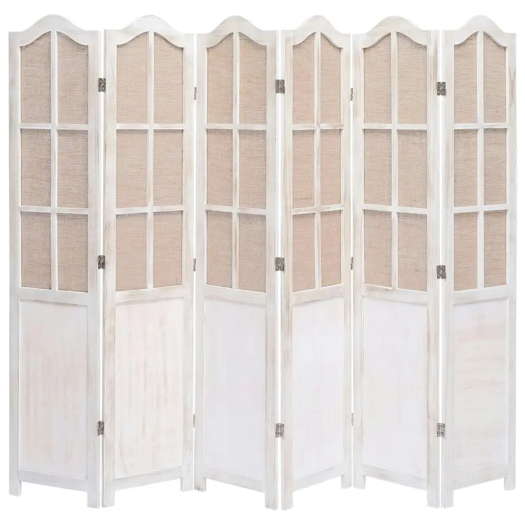 6-Panel Room Divider White 210x165 cm Fabric 284222