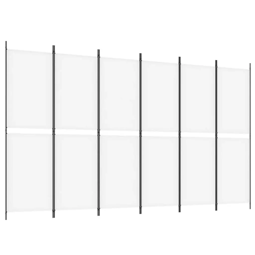 6-Panel Room Divider White 300x180 cm Fabric 350222