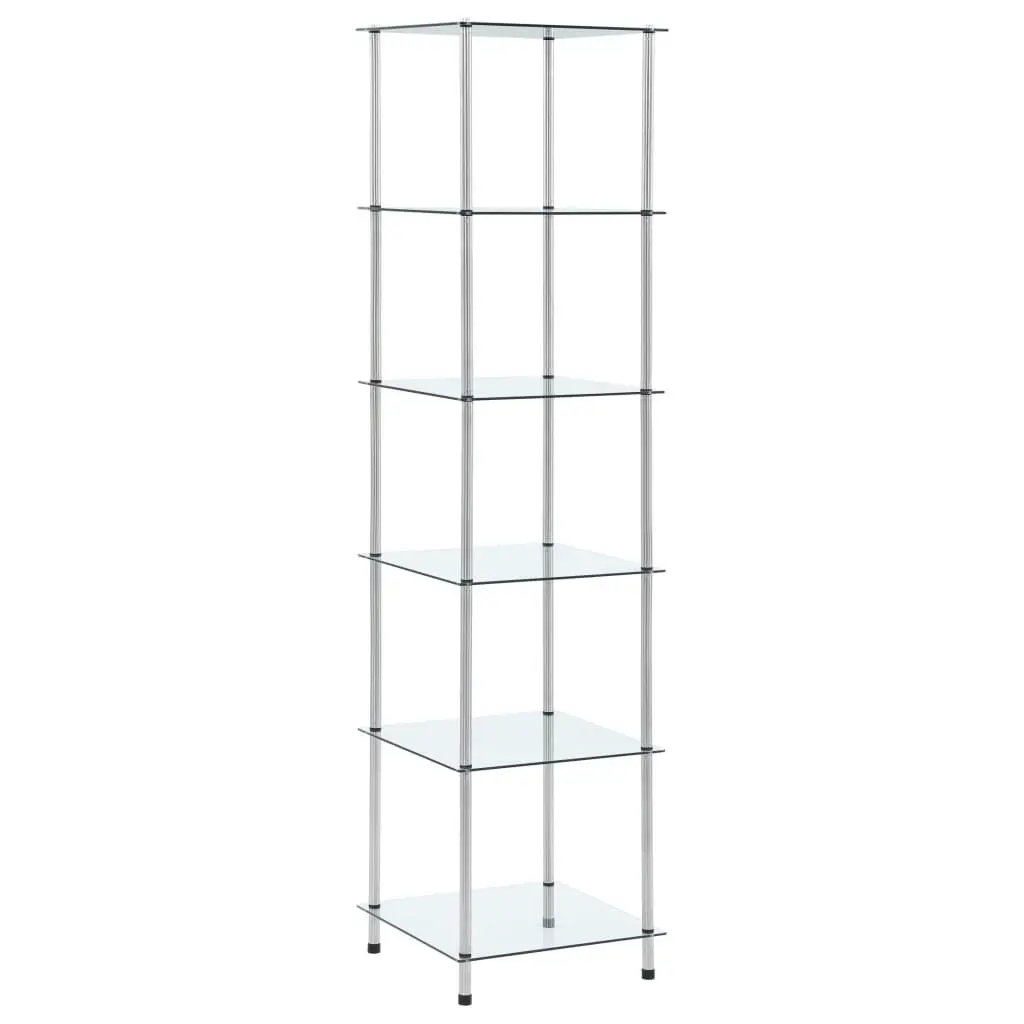 6-Tier Shelf Transparent 40x40x160 cm Tempered Glass 249507