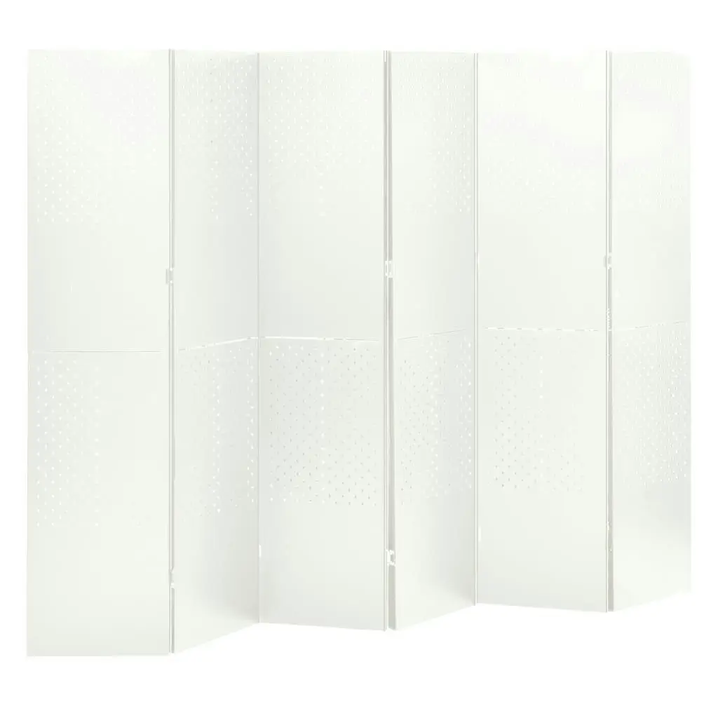 6-Panel Room Divider White 240x180 cm Steel 335905