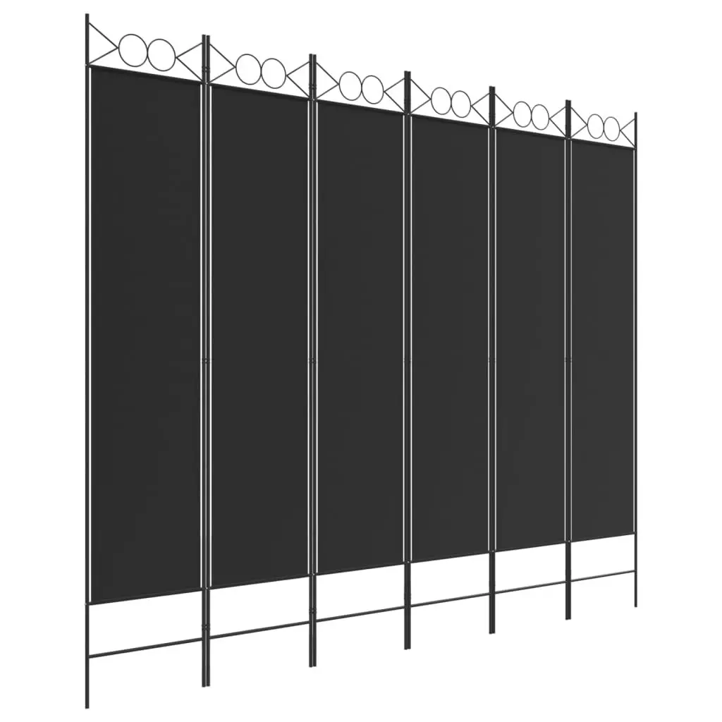 6-Panel Room Divider Black 240x200 cm Fabric 350161