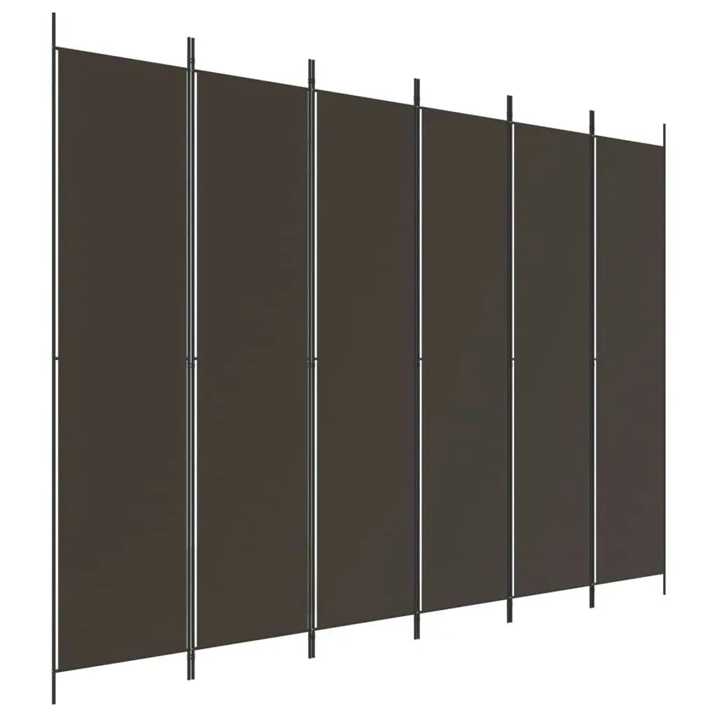 6-Panel Room Divider Brown 300x220 cm Fabric 350207