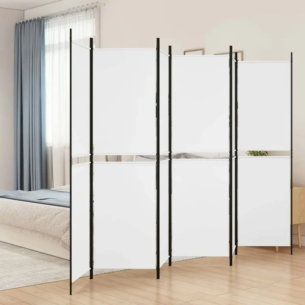 6-Panel Room Divider White 300x200 cm Fabric 350238