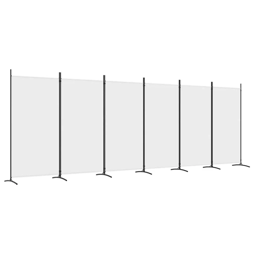 6-Panel Room Divider White 520x180 cm Fabric 350270