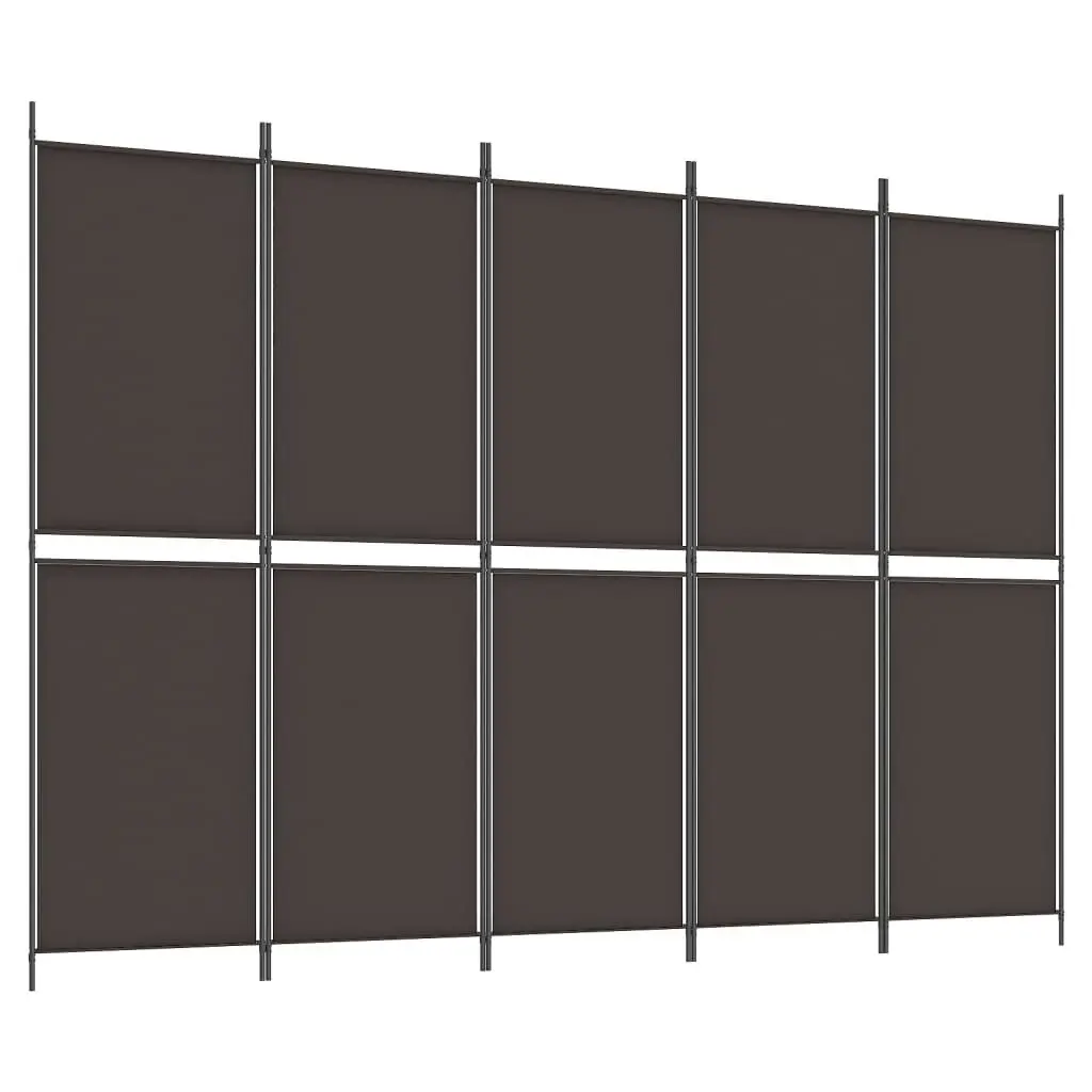 5-Panel Room Divider Brown 250x180 cm Fabric 350219