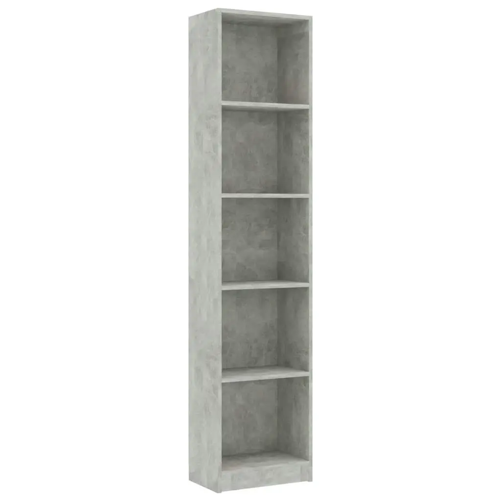 5-Tier Book Cabinet Concrete Grey 40x24x175 cm Engineered Wood 800850