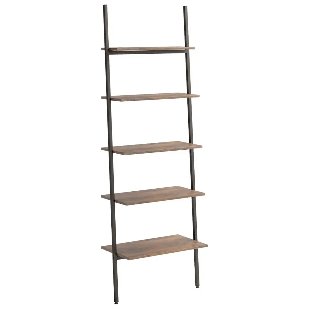 5-Tier Leaning Shelf Dark Brown and Black 64x34x185.5 cm 336377