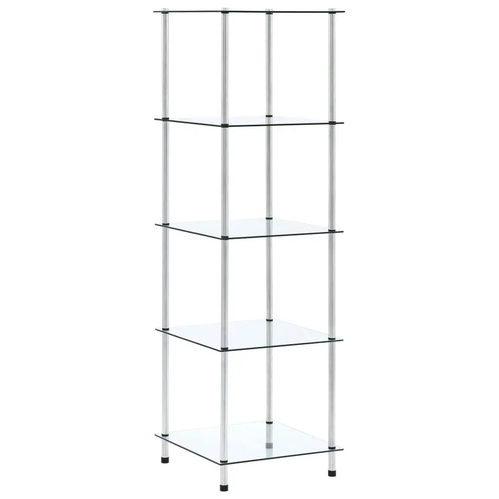 5-Tier Shelf Transparent 40x40x130 cm Tempered Glass 249506