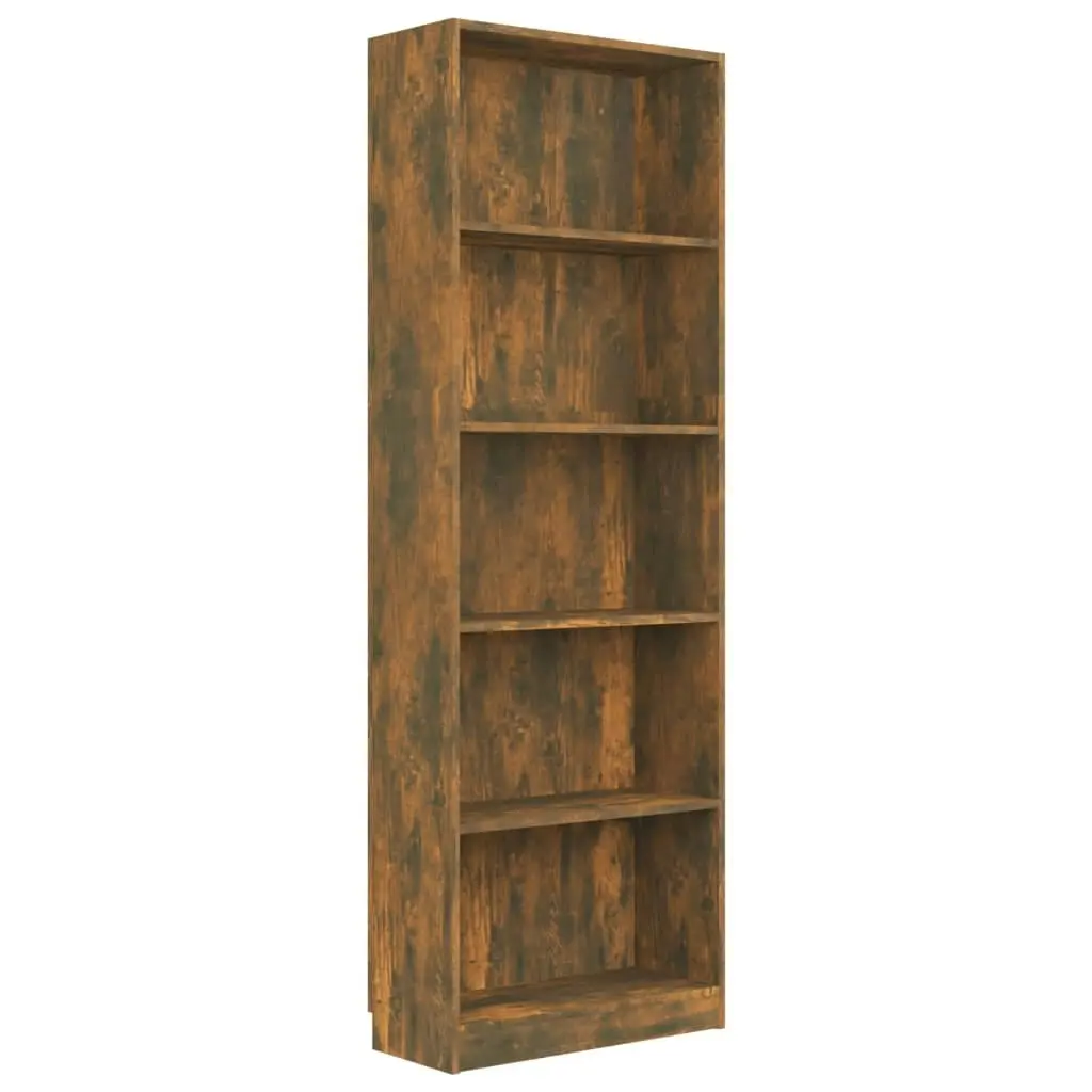 5-Tier Book Cabinet Smoked Oak 60x24x175 cm Engineered Wood 815432