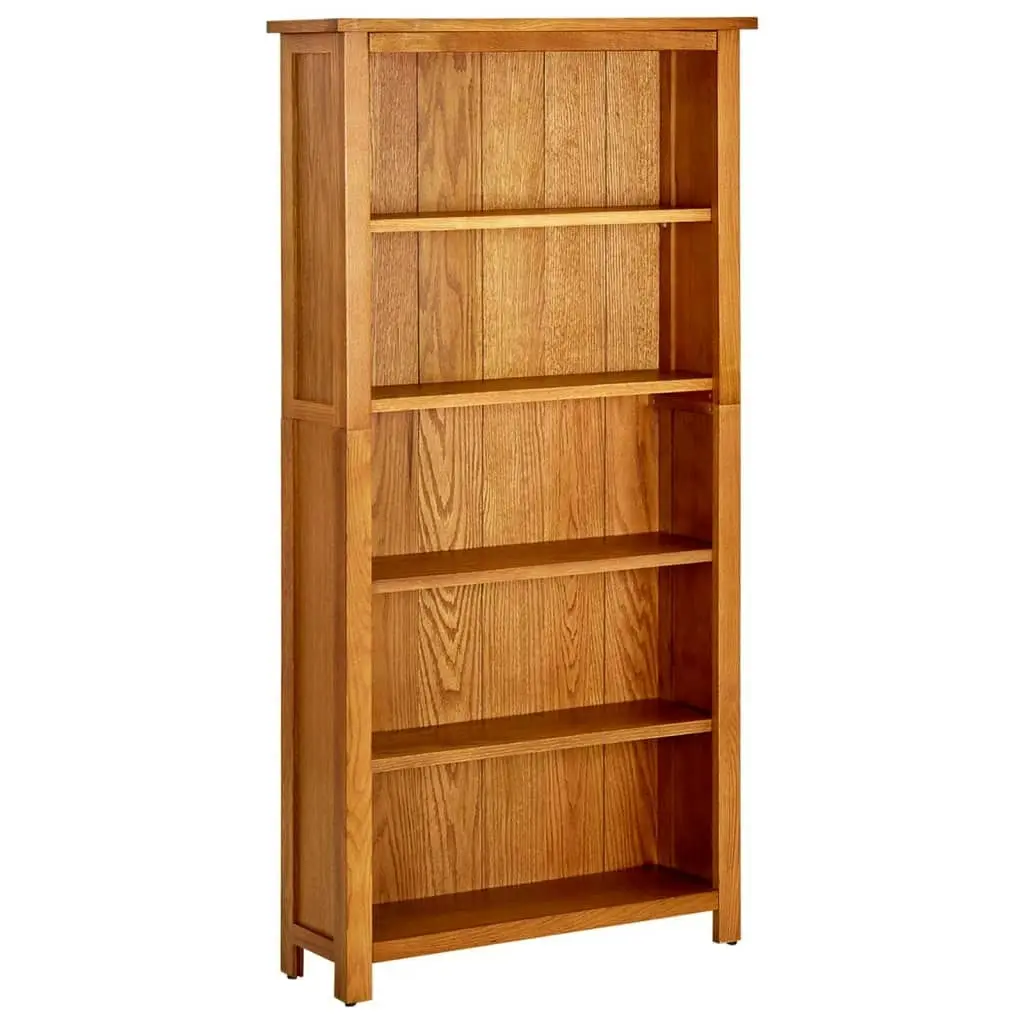 5-Tier Bookcase 70x22x140 cm Solid Oak Wood 331736