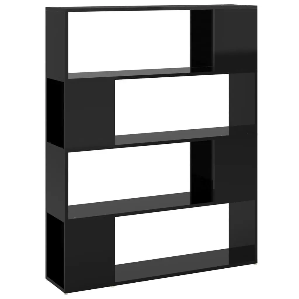 Book Cabinet Room Divider High Gloss Black 100x24x124 cm 809195