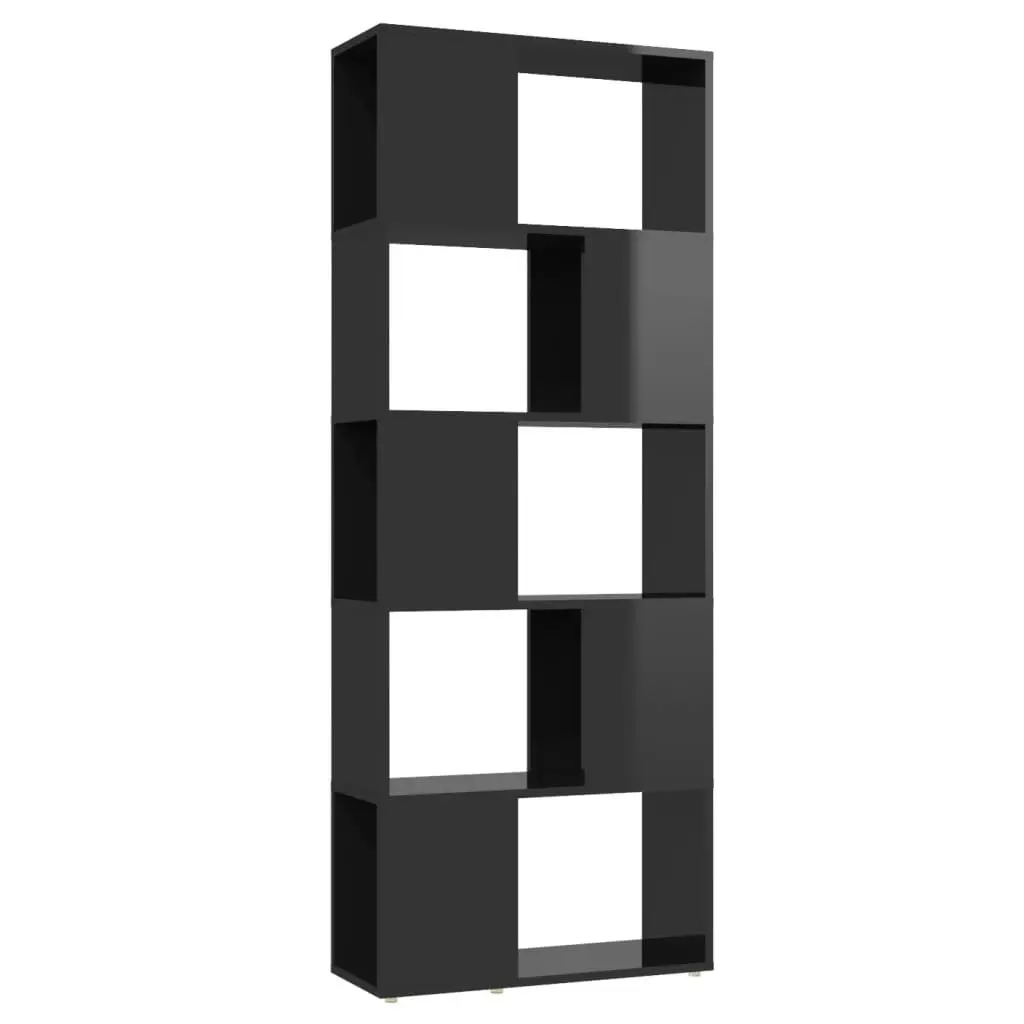 Book Cabinet Room Divider High Gloss Black 60x24x155 cm 809096