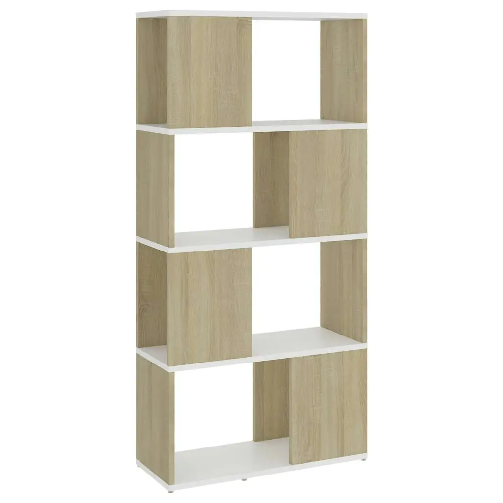 Book Cabinet Room Divider White and Sonoma Oak 60x24x124.5 cm 809085