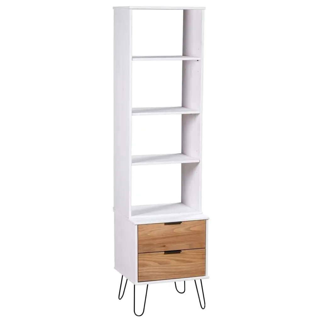 Book Cabinet "New York" White and Light Wood Solid Pine Wood 321143