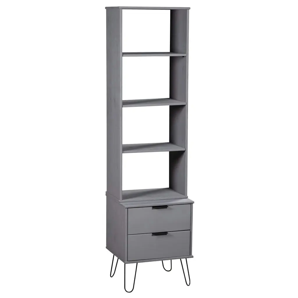 Book Cabinet "New York" Grey Solid Pine Wood 321142