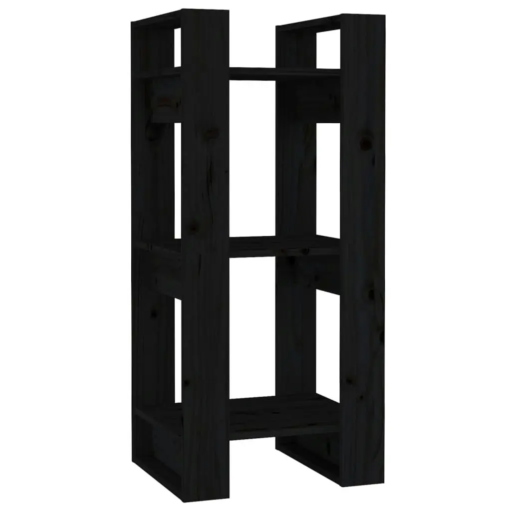 Book Cabinet/Room Divider Black 41x35x91 cm Solid Wood Pine 813863