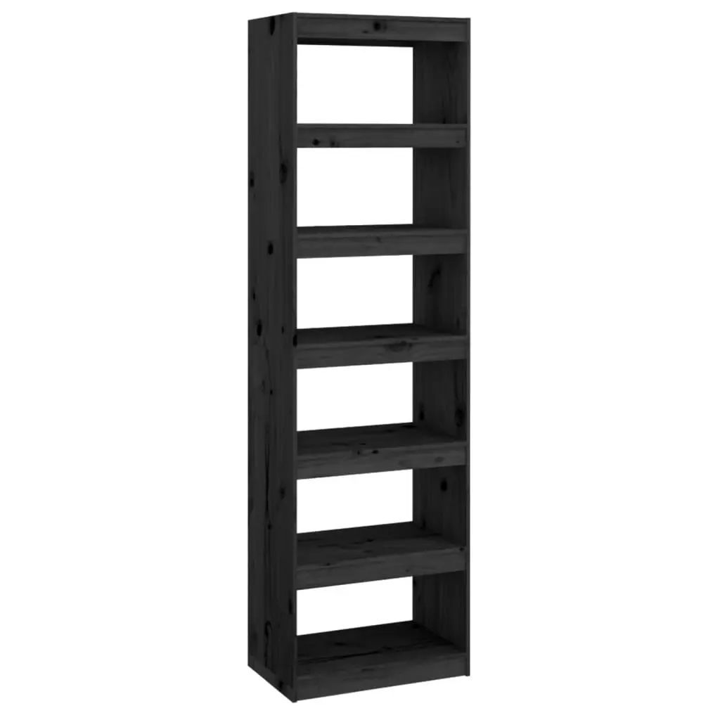 Book Cabinet/Room Divider Black 60x30x199.5 cm Solid Wood Pine 808182