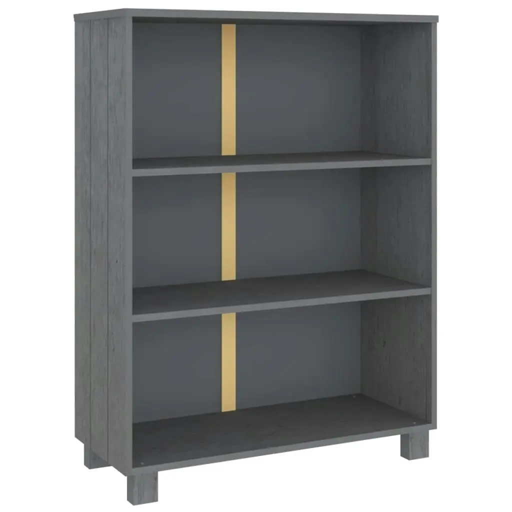 Book Cabinet "HAMAR" Dark Grey  85x35x112 cm Solid Wood Pine 340486