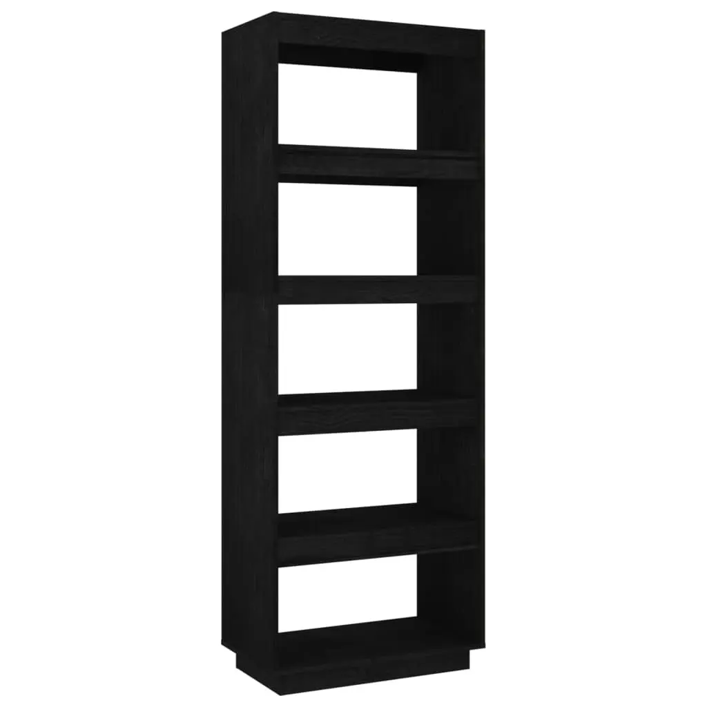 Book Cabinet/Room Divider Black 60x35x167 cm Solid Pinewood 810878