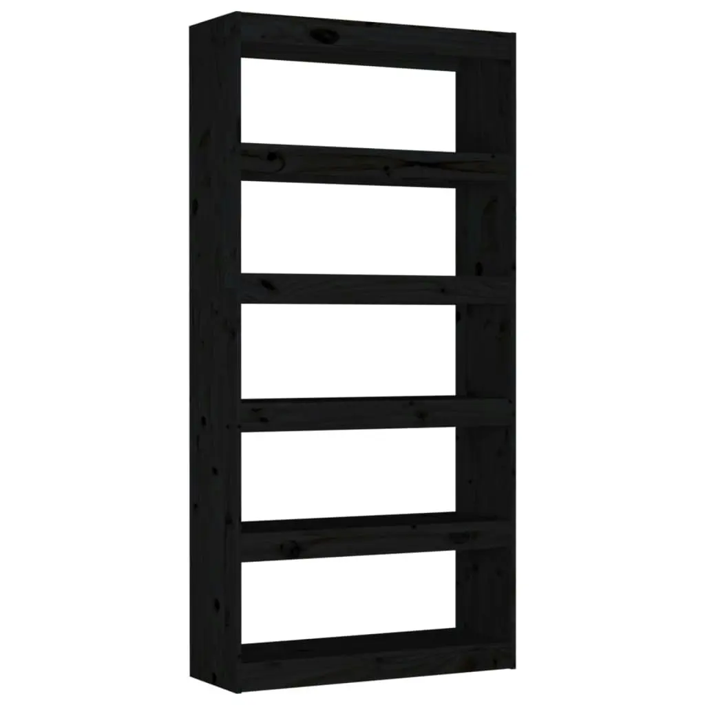 Book Cabinet/Room Divider Black 80x30x167.4 cm Solid Wood Pine 808202