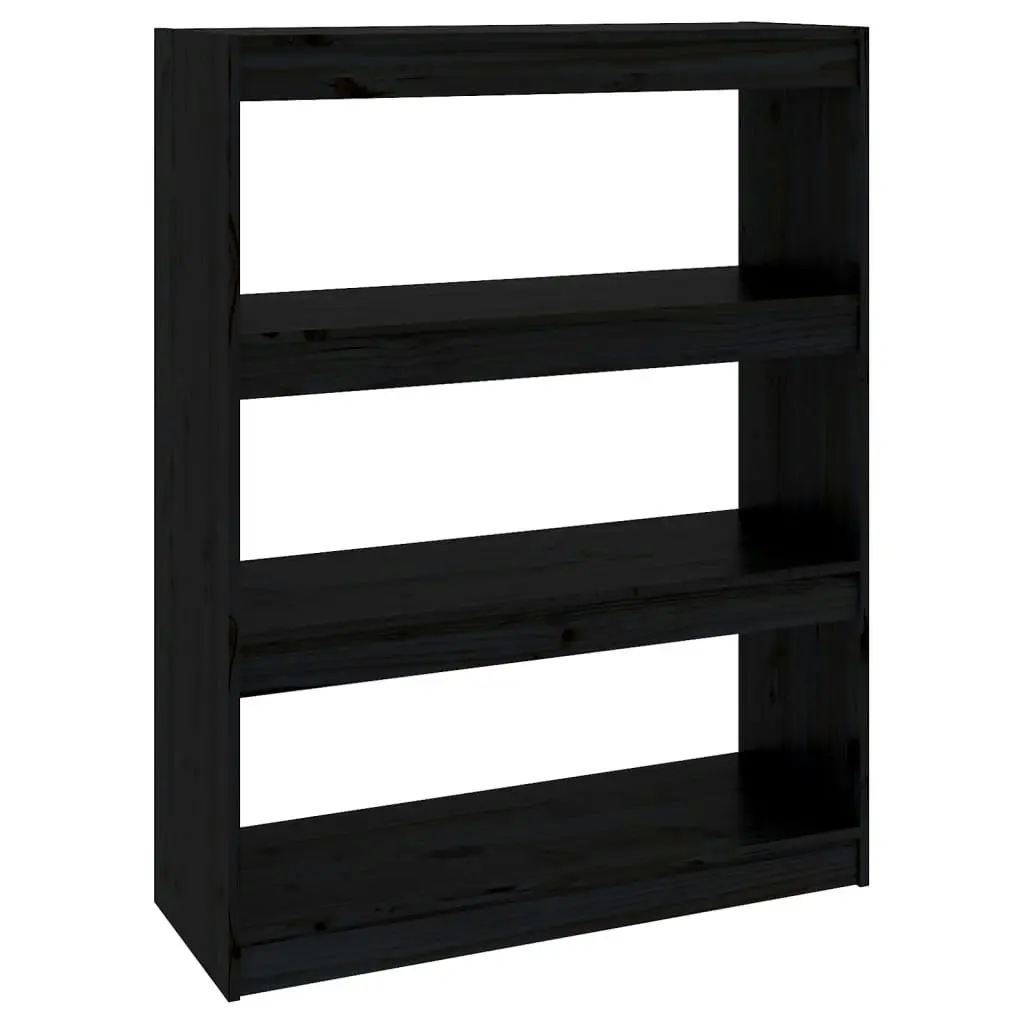 Book Cabinet/Room Divider Black 80x30x103.5 cm Solid Wood Pine 808192