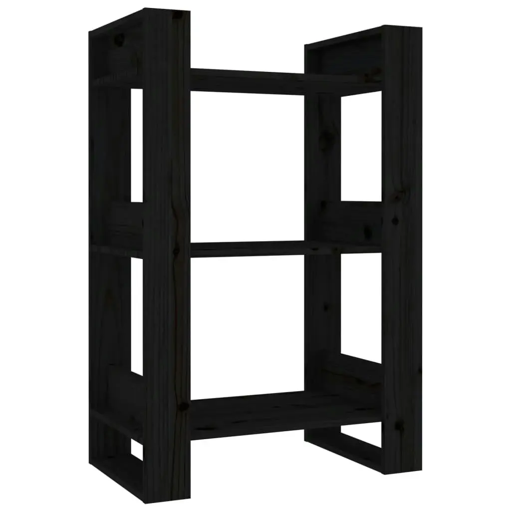 Book Cabinet/Room Divider Black 60x35x91 cm Solid Wood Pine 813883