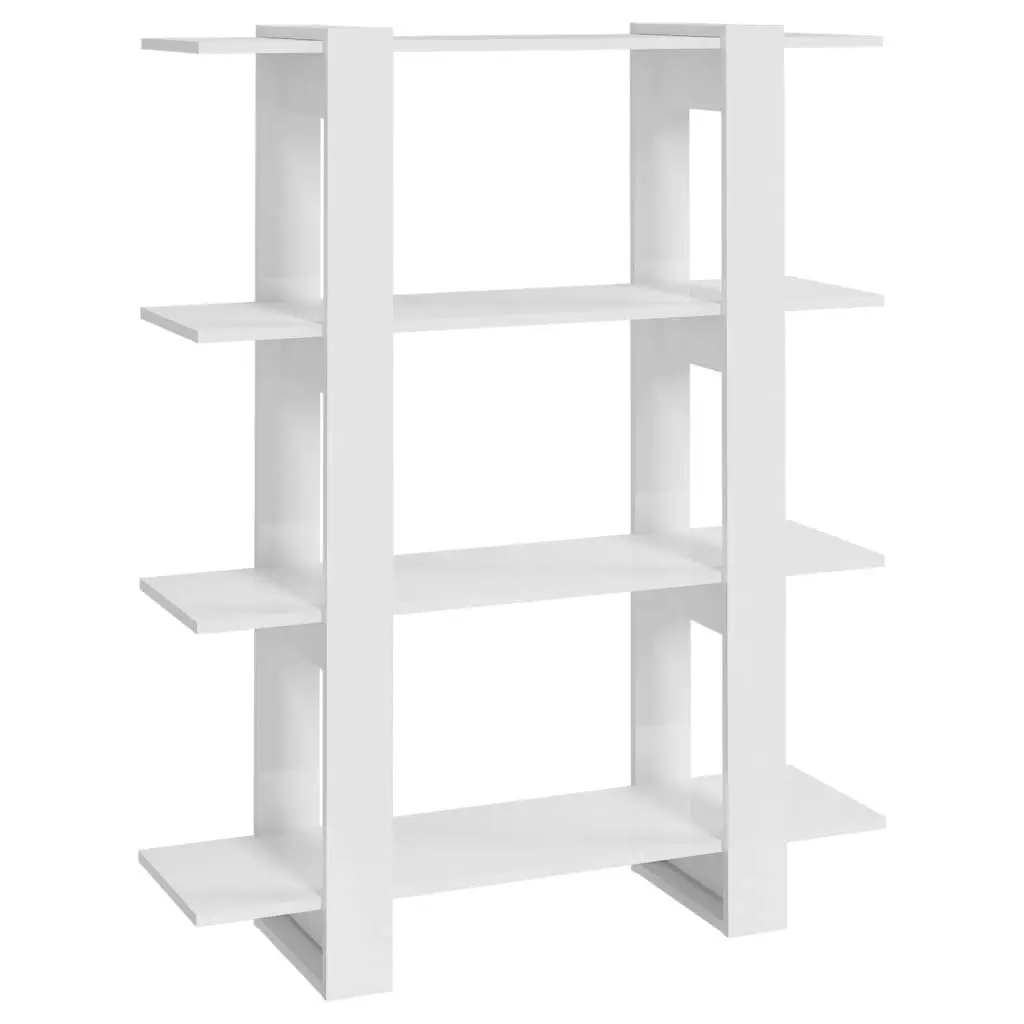 Book Cabinet/Room Divider High Gloss White 100x30x123.5 cm 811544