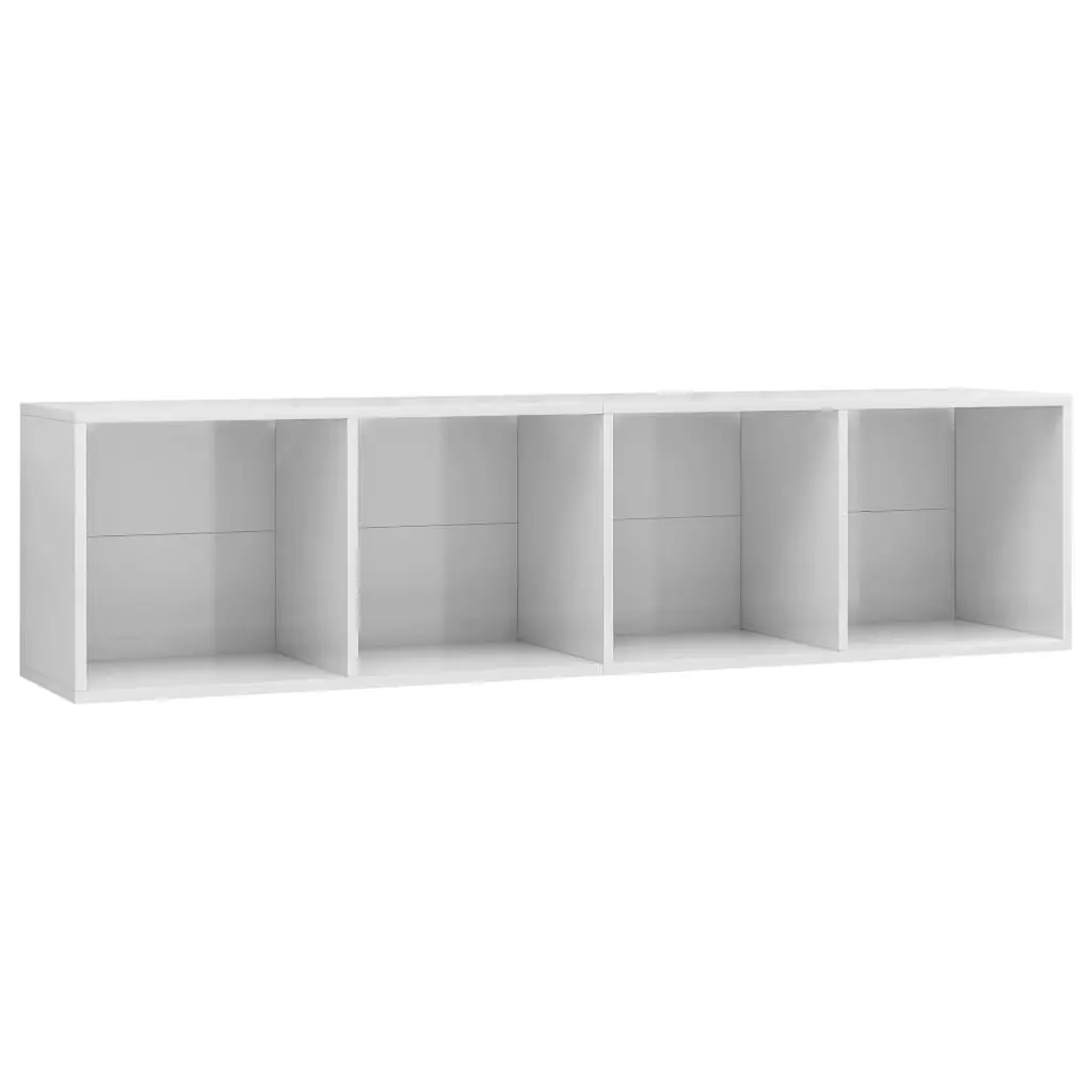 Book Cabinet/TV Cabinet High Gloss White 143x30x36 cm 800267