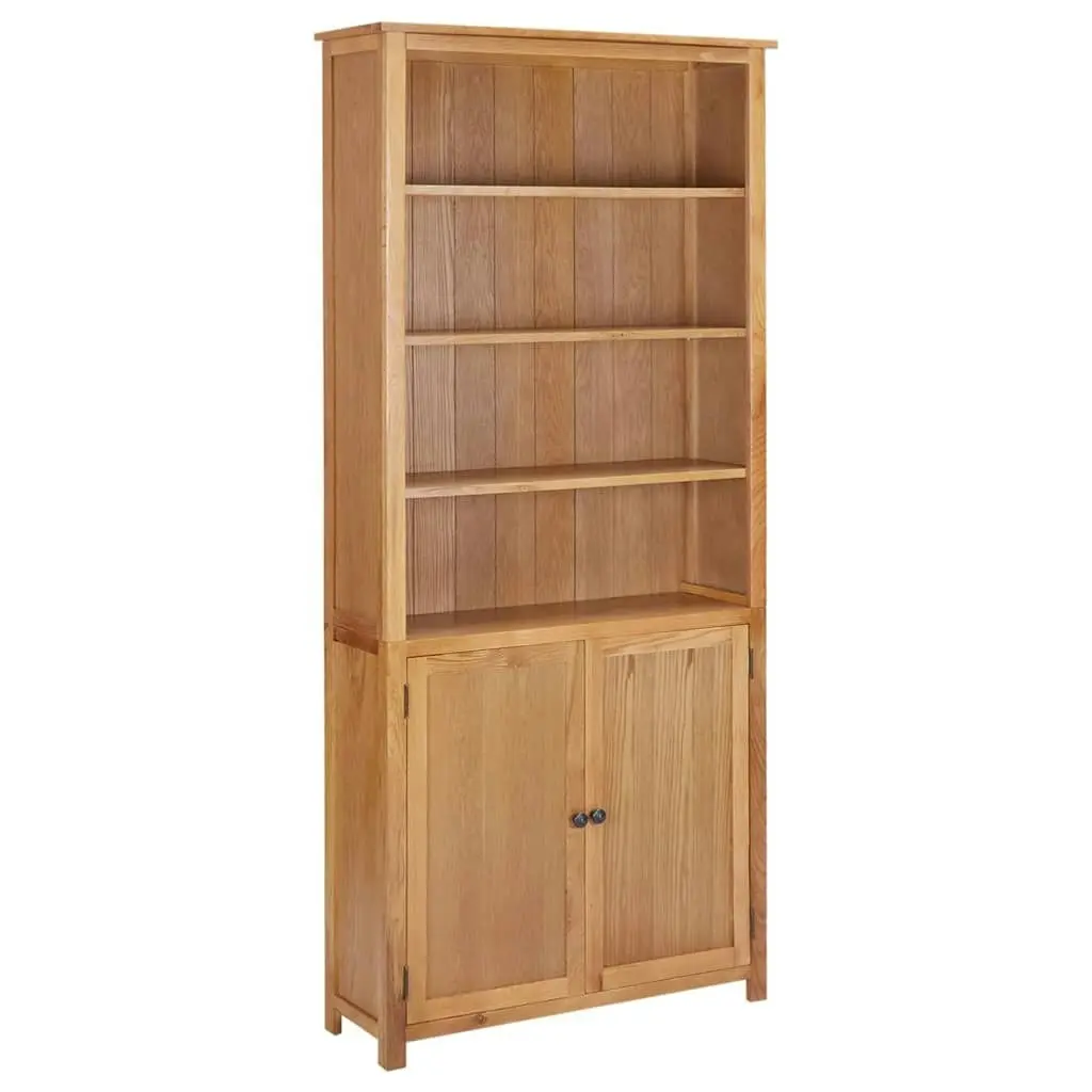 Bookcase with 2 Doors 90x30x200 cm Solid Oak Wood 289178