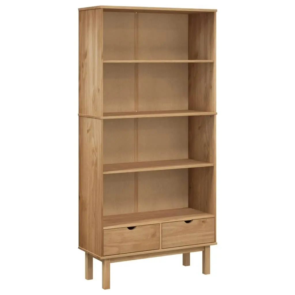 Bookcase OTTA with 2 Drawers Brown Solid Wood Pine 351303