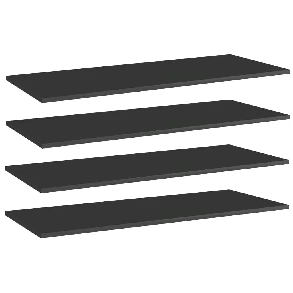 Bookshelf Boards 4 pcs High Gloss Black 100x40x1.5 cm Engineered Wood 805416