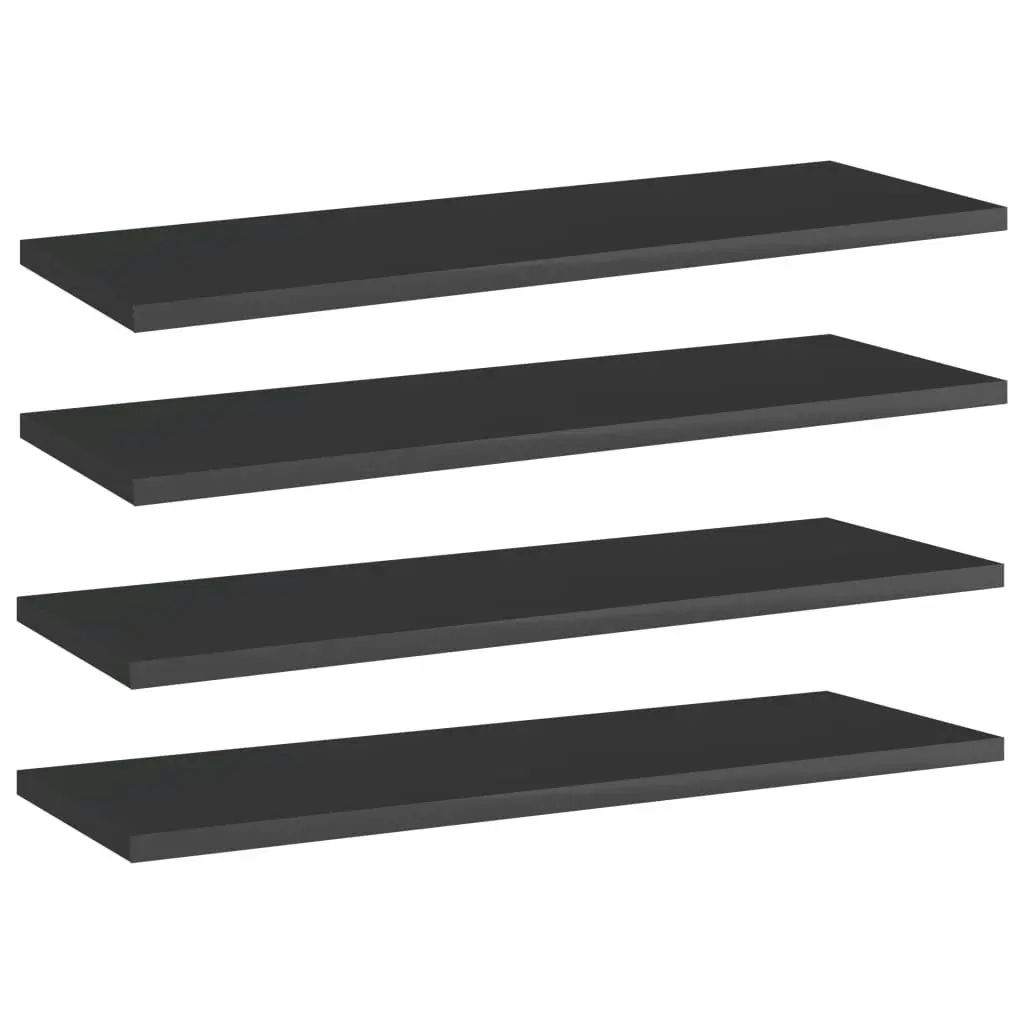 Bookshelf Boards 4 pcs High Gloss Black 60x20x1.5 cm Engineered Wood 805230